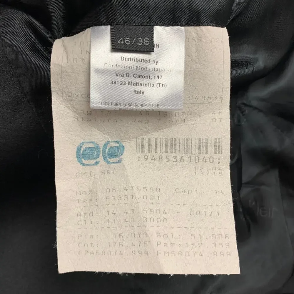 CALVIN KLEIN COLLECTION Size 36 Black Wool Peak Lapel Tuxedo Sport Coat
